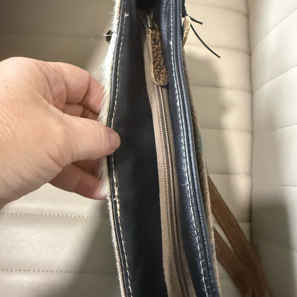 Myra Bag Patchwork Hide Crossbody Mint/Brown West… - image 6